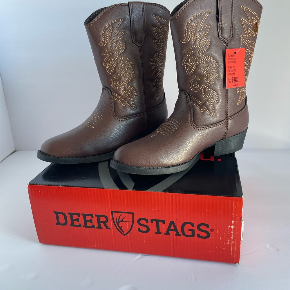 Deer Stags Kids' Dark Brown Cowboy Boots Size 13M New With Tags